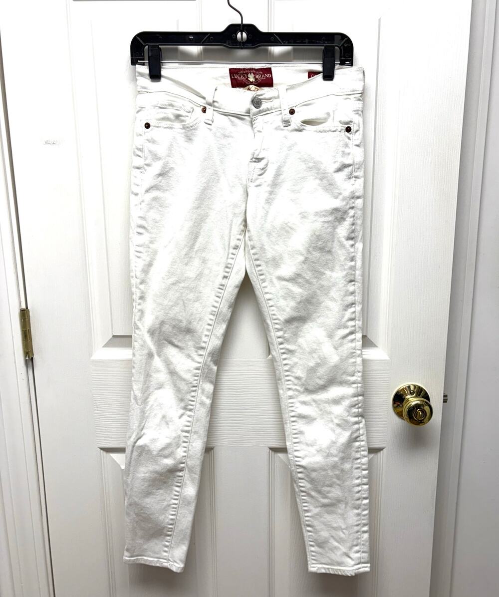 Lucky Brand Jeans, White Charlie Skinny Pants, Women's Size 4 27, Inseam 29